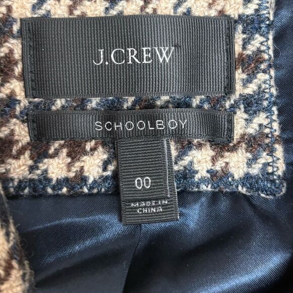 J Crew Jacket Womens 00 Wool Schoolboy Blazer Tweed Houndstooth Plaid Style03520 - Picture 5 of 8